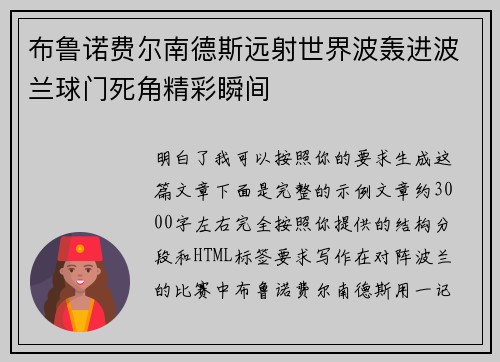 布鲁诺费尔南德斯远射世界波轰进波兰球门死角精彩瞬间